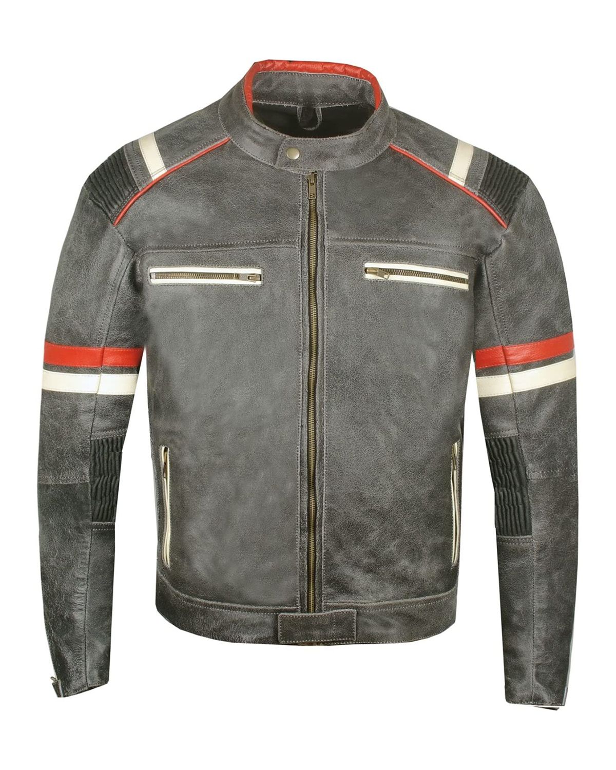 Men Distressed Black Biker Sheepskin Leather Jacket