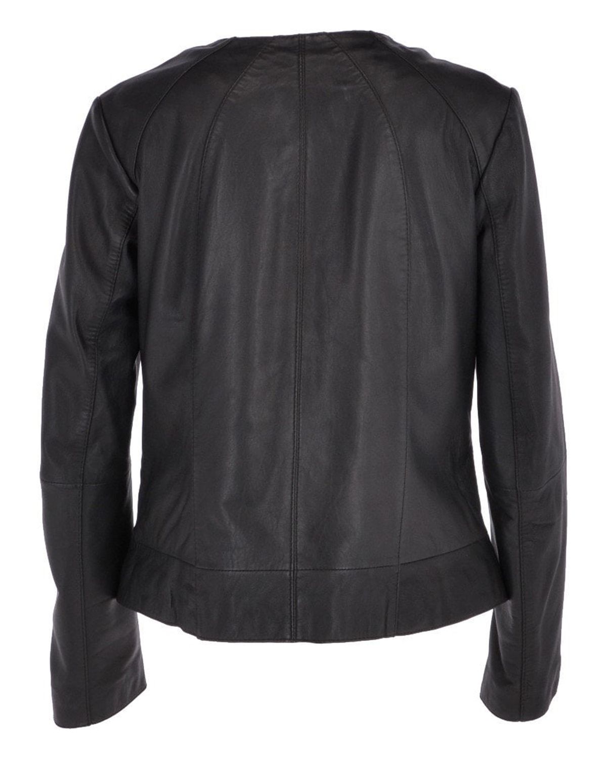 Maisy Collarless Sheepskin Leather Jacket (4)