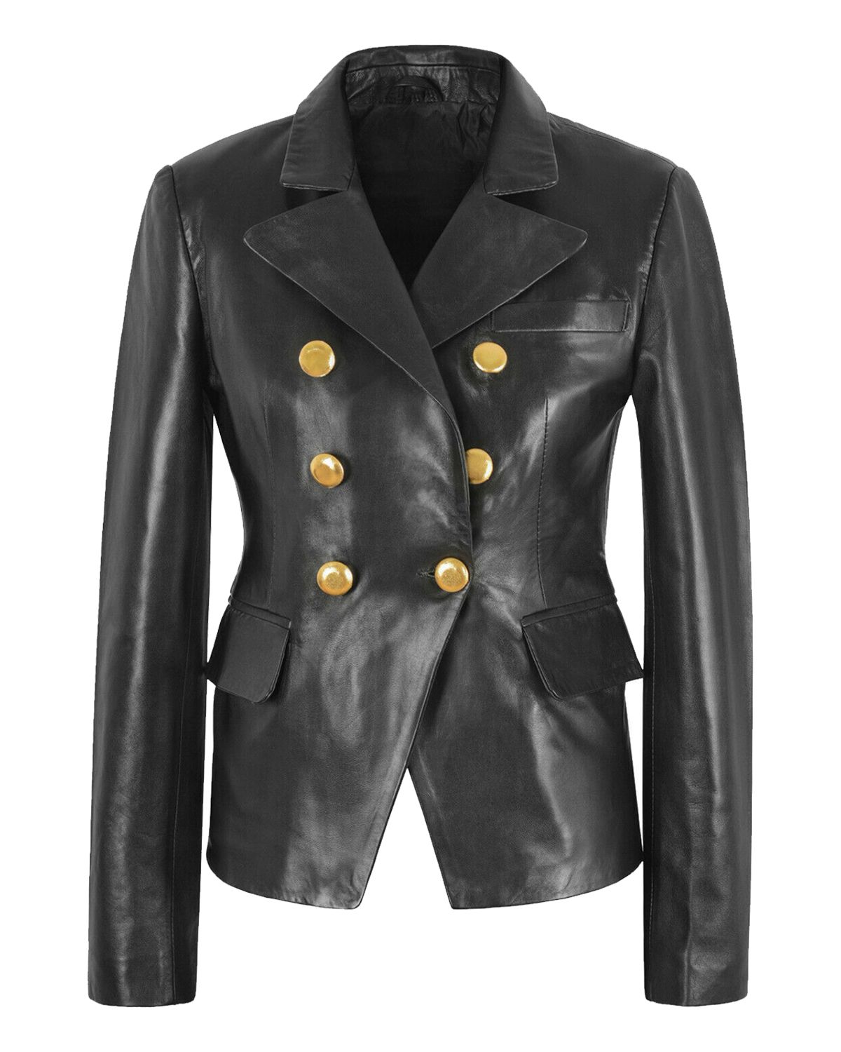 Women Classic Blazer Style Real Leather Jacket