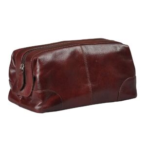 Classic Burgundy Color Men Genuine Leather Toiletry Bag by BUNERI