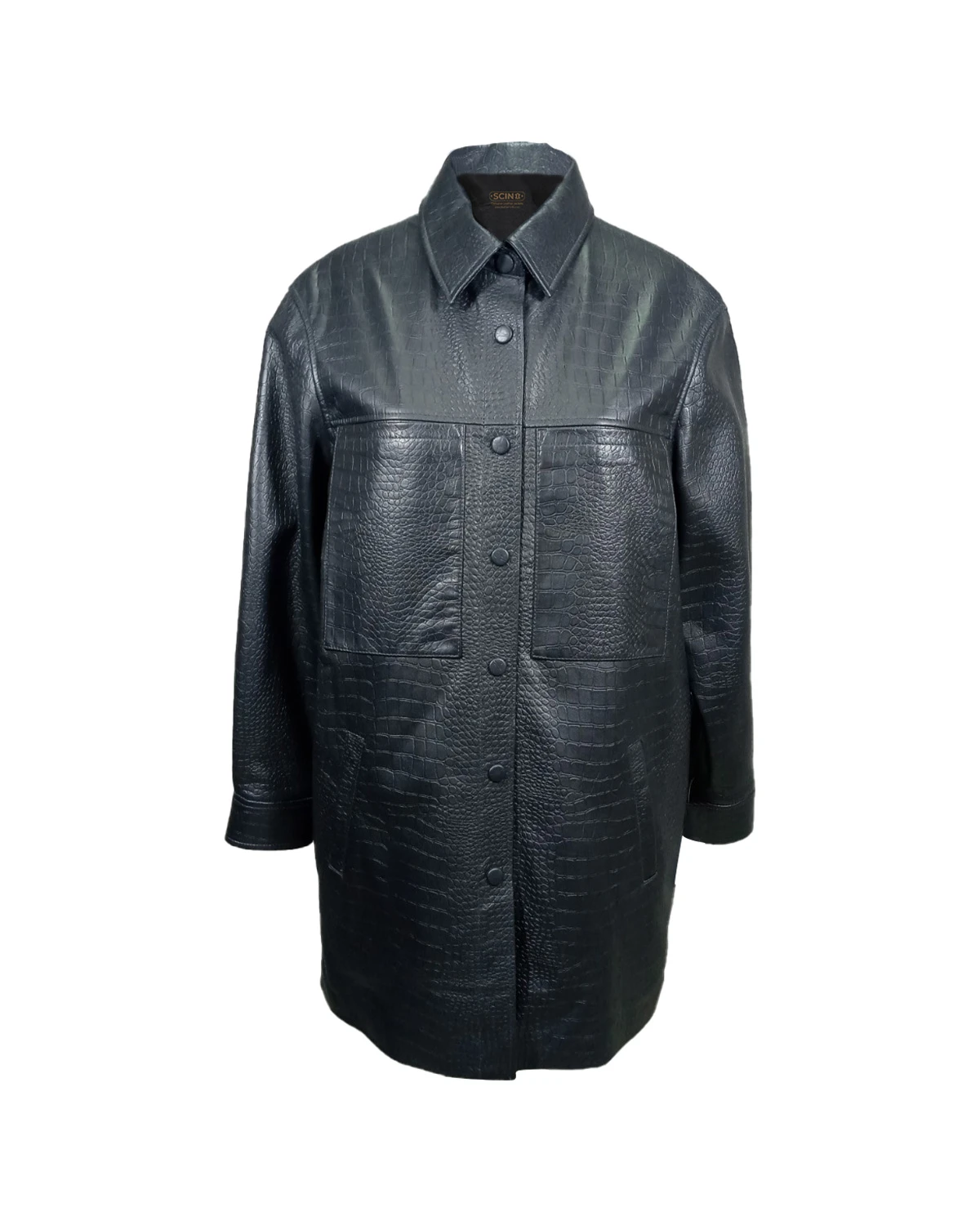 Women Leather Croco Shirt Jacket