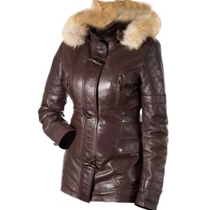 Women B3 Bomber Hooded Classic Shearling-Style Leather Jacket