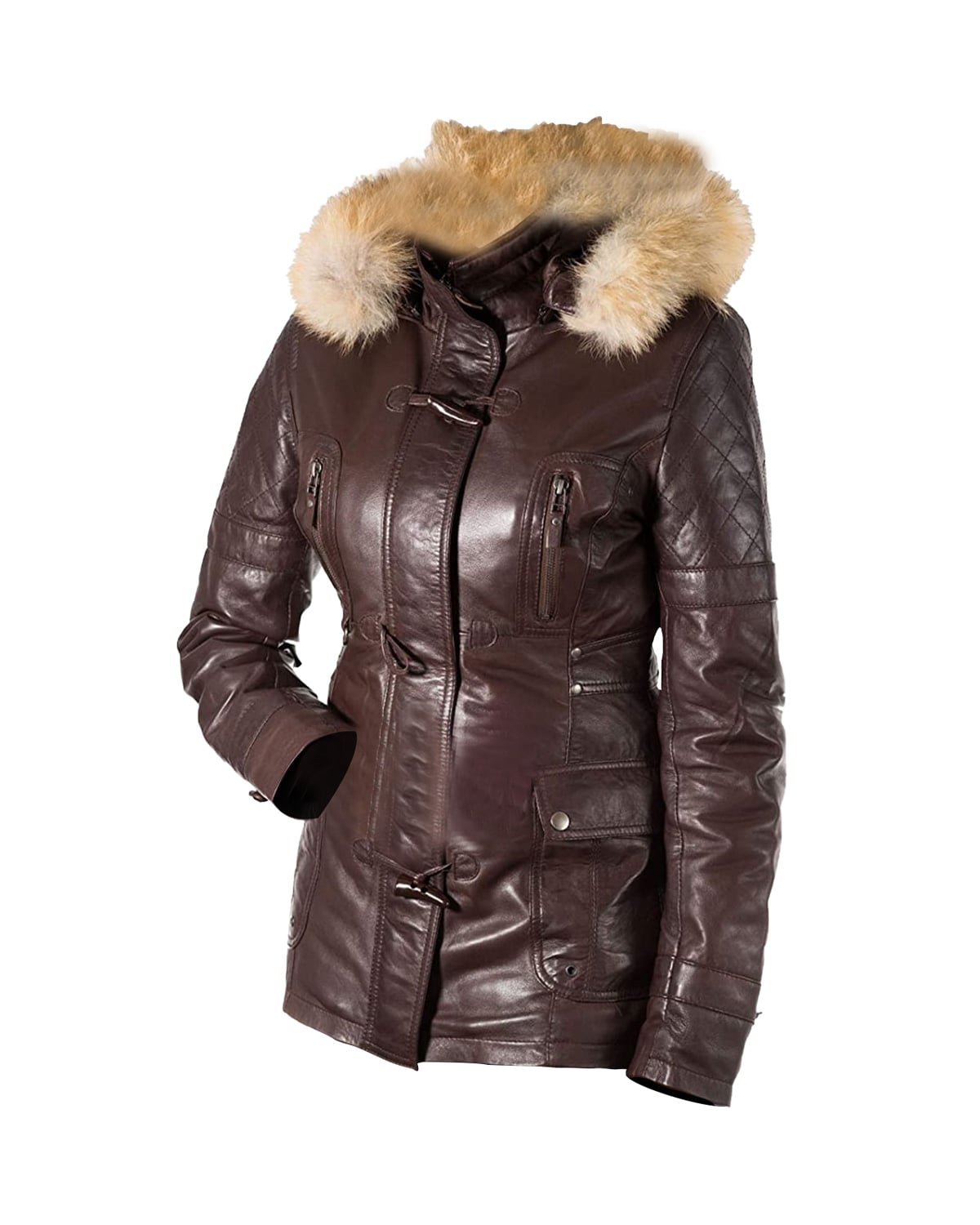 Women B3 Bomber Hooded Classic Shearling Leather Jacket