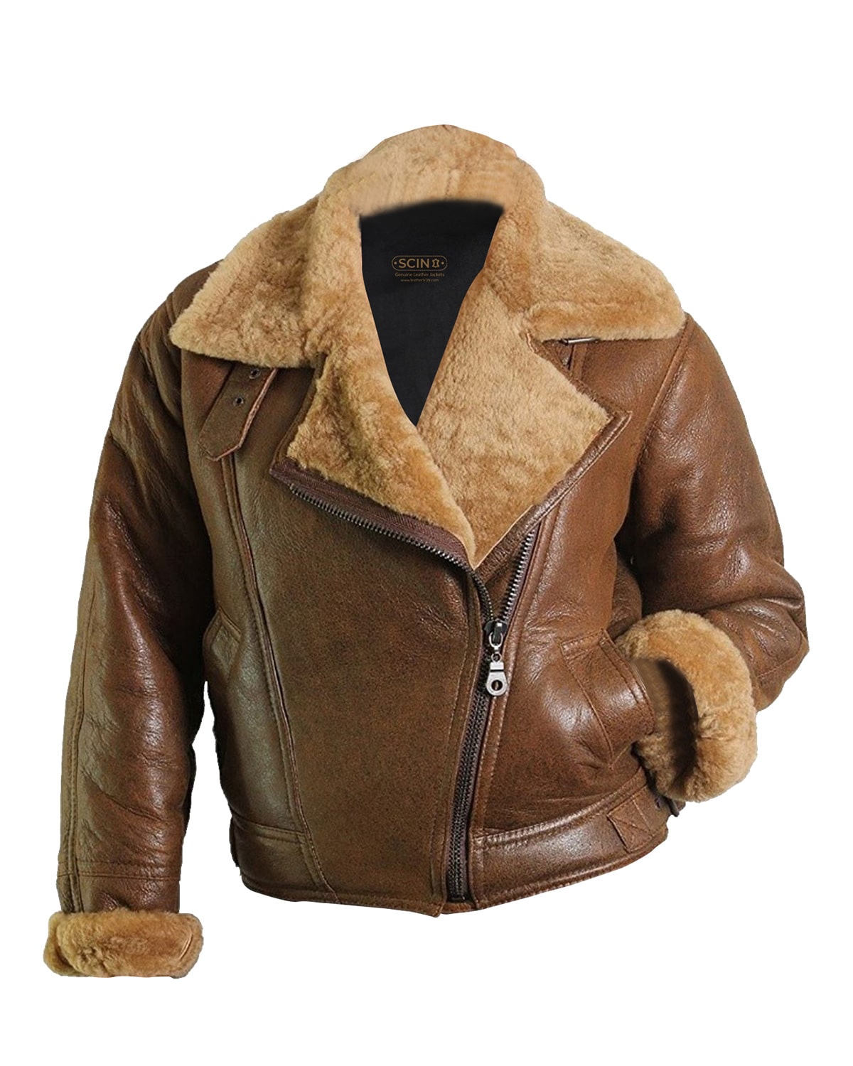 Women Bomber Aviator Natural Leather Jacket