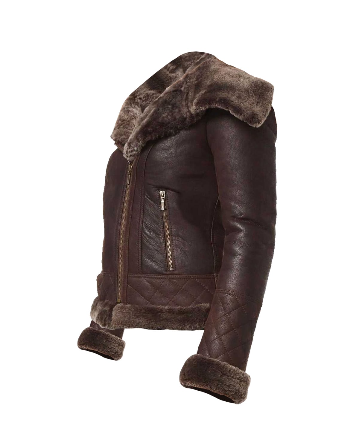 Women Classic Biker Natural Leather Jacket in Dark Brown (3)