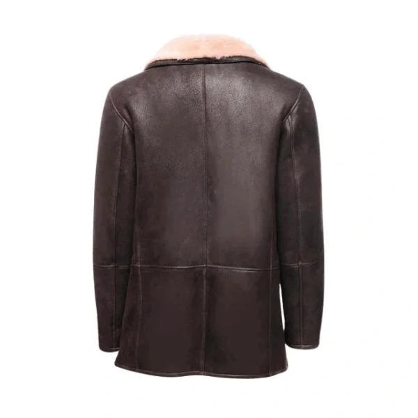 Alex Men’s Leather Brown Shearling Designer Coat