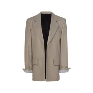 Attire From 80s Oversized Classy Gray Leather Blazer
