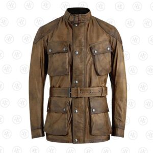 Distressed Waxed Leather Field Jacket