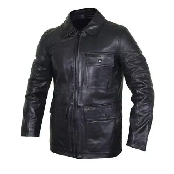 Biker Style Flap Pockets Leather Jacket