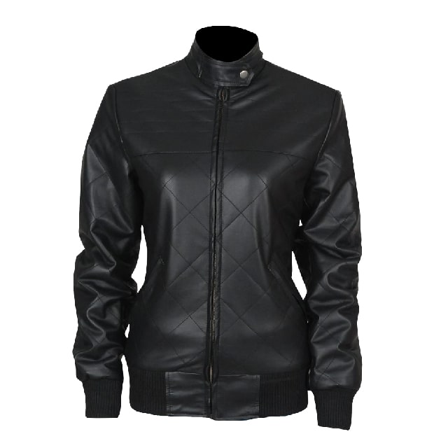 Women Emma Stone Double Tap Leather Jacket