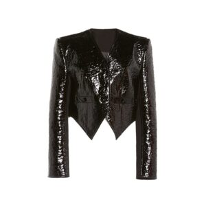 Women Exotic Cropped Leather Top