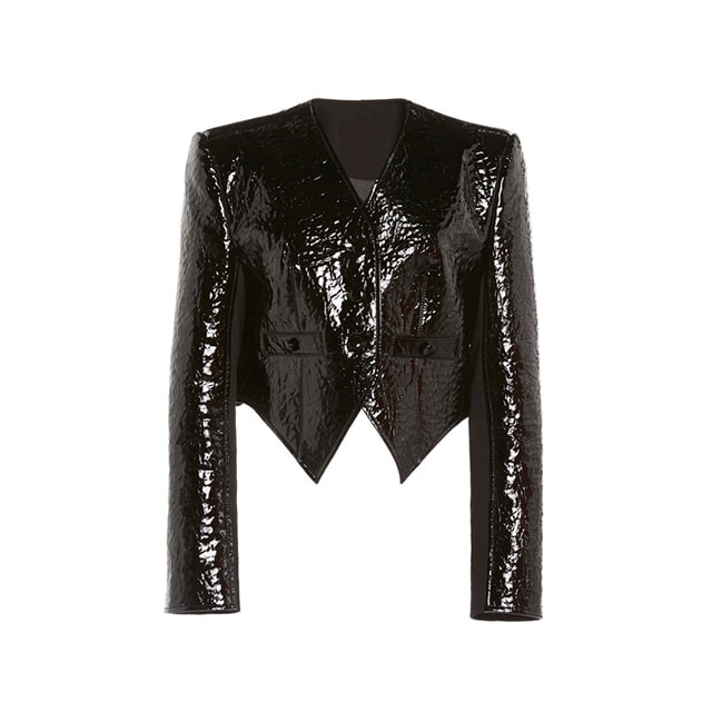 Women Exotic Cropped Vegan Leather Top