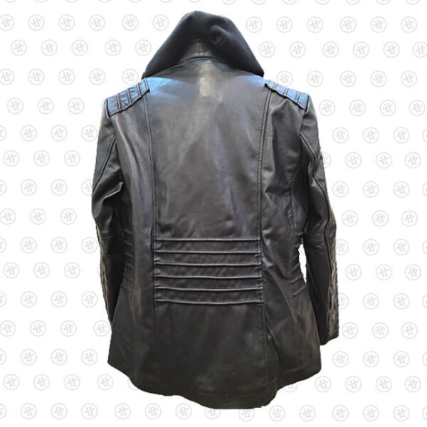 Black Designer Hooded Motorcycle Leather Jacket