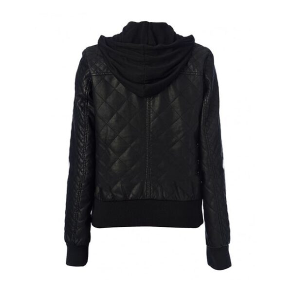 Black Quilted Bomber Leather Jacket