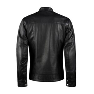 Black Slim Fit Maroon Striped Stylish Leather Jacket