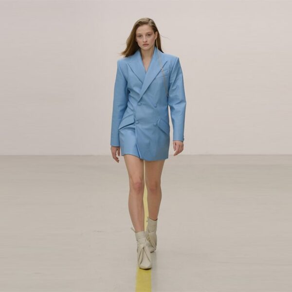Aleksandre Akhalkatsishvili Replica Blue Leather Blazer