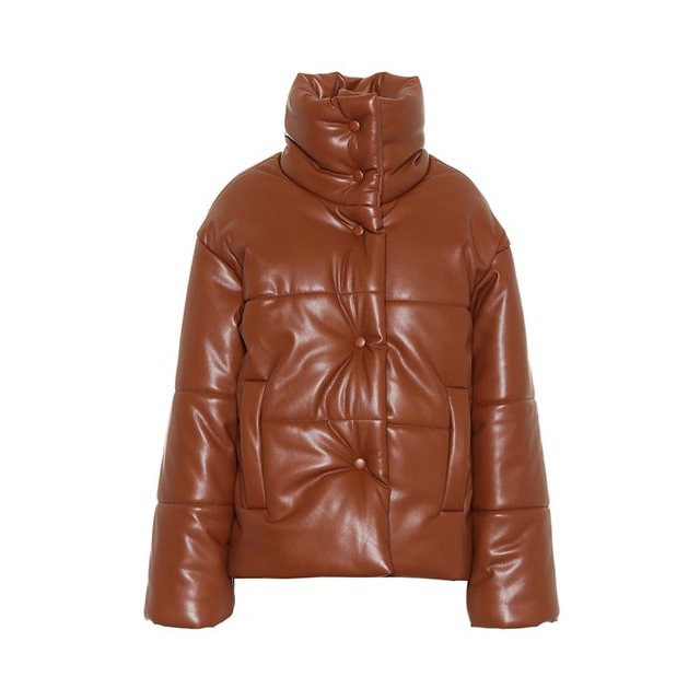 Brown Down-Filled Hooded Puffer Jacket