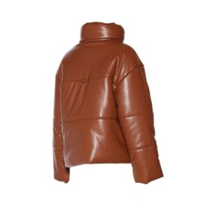 Brown Down-Filled Hooded Puffer Jacket