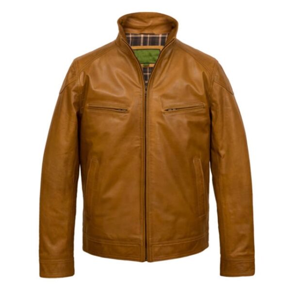 Classic Sheepskin Mens Leather Trucker Jacket