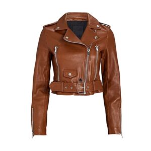 Women Cropped Designer Biker Leather Jacket