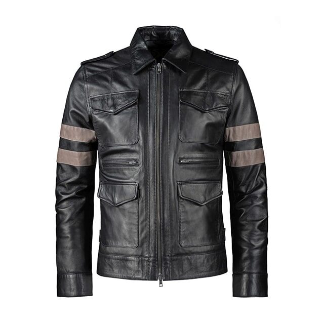 Men Leon Kennedy Sheepskin Leather Jacket