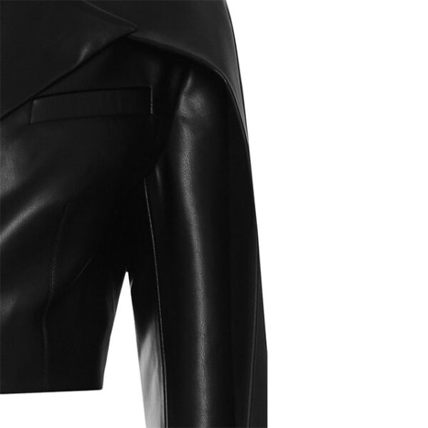 Women Luxury Sheepskin Leather Black Top