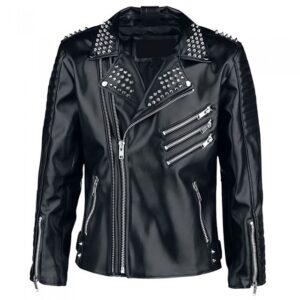Men’s Black Studded Biker Leather Jacket