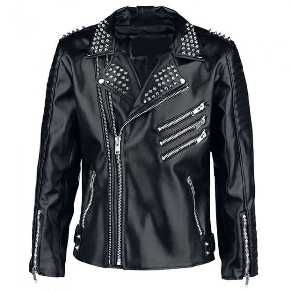 Men’s Black Studded Biker Leather Jacket