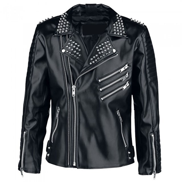 Men’s Black Studded Biker Leather Jacket