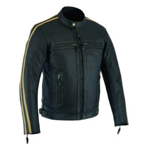 Men Top-Grain Leather Motorcycle Sheepskin Jacket