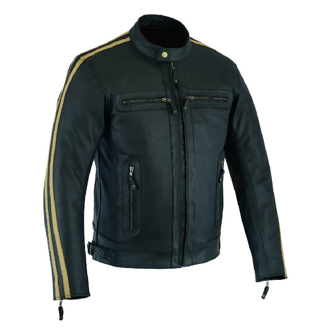 Men Top-Grain Leather Motorcycle Sheepskin Jacket
