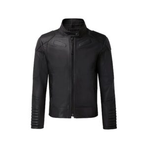 Mens Black Biker Genuine Leather Jacket