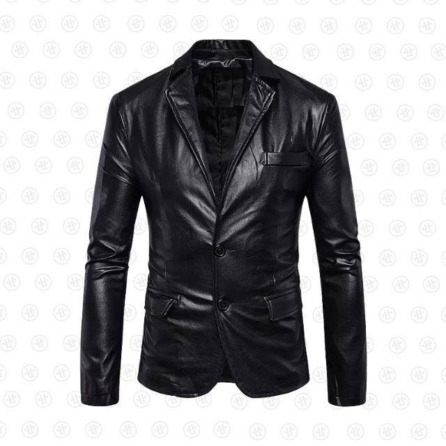 Mens Lapel Collar Leather Jacket