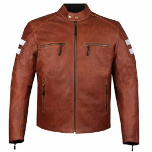 Men’s Brown Sheepskin Leather Jacket Motorcycle