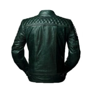 Mens Cafe Racer Quilted Racing Scrambler Leather Jacket