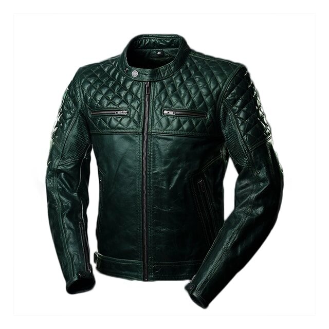 Mens Cafe Racer Quilted Racing Scrambler Leather Jacket
