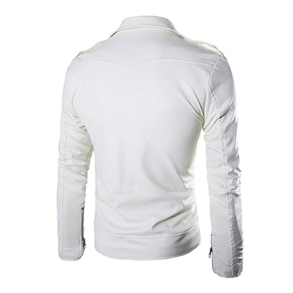 Men’s Genuine White Sheepskin Slim Fit Leather Jacket