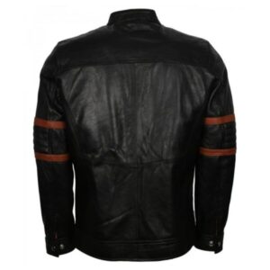 Brown Striped Quilted Black Trendy Mens Retro Leather Jacket
