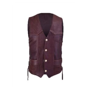 Men’s Red Wine Genuine Leather Vest