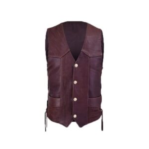 Men’s Red Wine Genuine Leather Vest