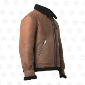 Men’s Faux Shearling-Lined Sheepskin Leather Jacket