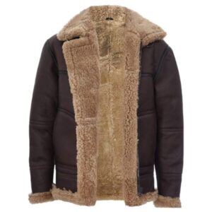 Mens Choco Brown B3 Suede Sheepskin Aviator Leather Jacket