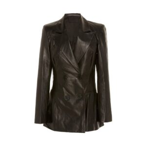 Women  Double Breasted Sheepskin Leather Blazer