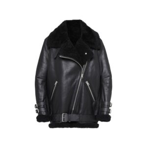 Women Leather Velocite Oversized Shearling-Style Jacket