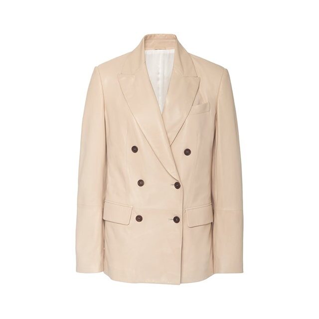 Pastel Pink Genuine Sheepskin Leather Blazer