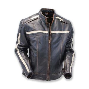 Retro Café Racer Vintage Motorcycle Gray Leather Jacket