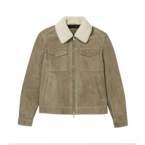 Faux Shearling Trimmed Suede Trucker Jacket