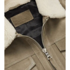 Faux Shearling Trimmed Suede Trucker Jacket