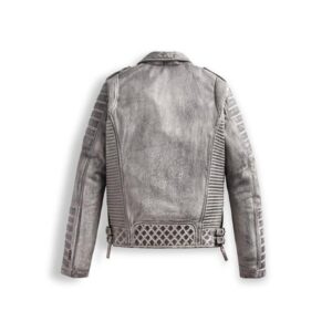 Smoke Gray Distressed Mens Designer Leather Jacket
