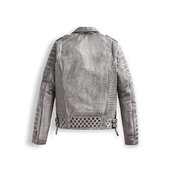 Smoke Gray Distressed Mens Designer Leather Jacket
